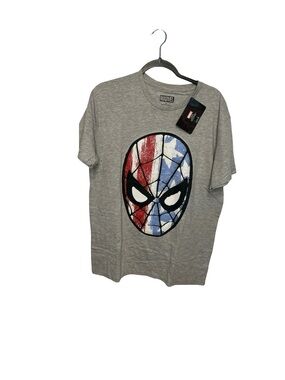 Marvel Gray Tee with Red & Blue Spider Man Mask Large